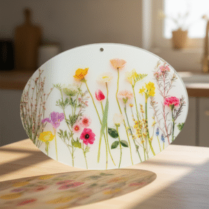 Sun Catcher (Oval) Printed Flowers Back