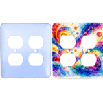 Personalized double duplex cover – 2 gang duplex plate, Princess rounded corners, blank and printed