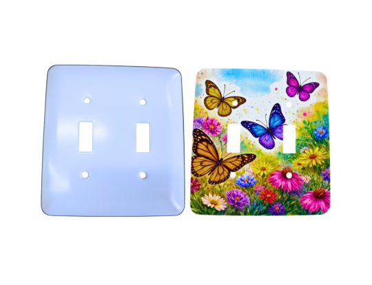 Personalized double switch plate – 2 gang toggle, Princess rounded corners, blank and printed