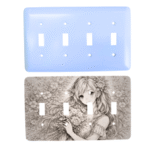 Personalized 4 gang switch plate – quad toggle, Princess rounded corners, blank and printed