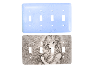Personalized 4 gang switch plate β quad toggle, Princess rounded corners, blank and printed