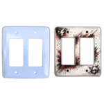 Personalized double rocker plate – 2 gang decorator, Princess rounded corners, blank and printed