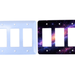 Personalized triple rocker plate – 3 gang decorator, Princess rounded corners, blank and printed