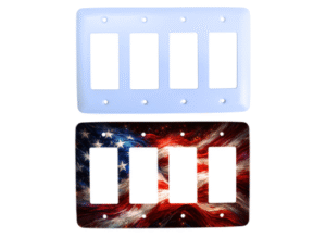 Personalized 4 gang rocker plate β quad decorator, Princess rounded corners, blank and printed