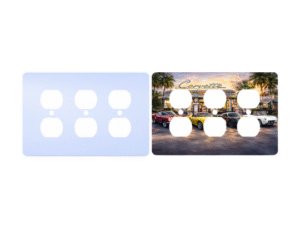 Personalized triple duplex cover β 3 gang duplex plate, Princess rounded corners, blank and printed