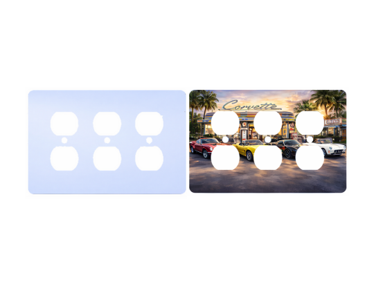 Personalized triple duplex cover – 3 gang duplex plate, Princess rounded corners, blank and printed
