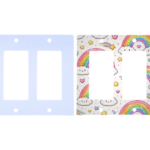 Custom double rocker switch plate – 2 gang decorator, square corners, blank and printed
