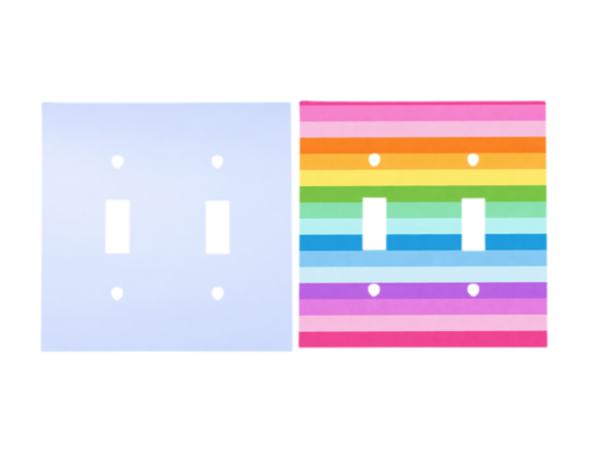 Custom double light switch cover – 2 gang toggle switch plate, square corners, blank and printed
