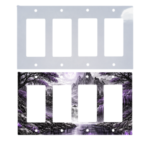Custom 4 gang rocker switch plate – quad decorator, square corners, blank and printed