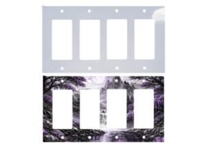 Custom 4 gang rocker switch plate β quad decorator, square corners, blank and printed