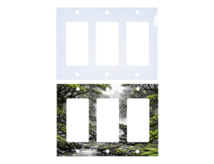 Custom triple rocker switch plate β 3 gang decorator, square corners, blank and printed